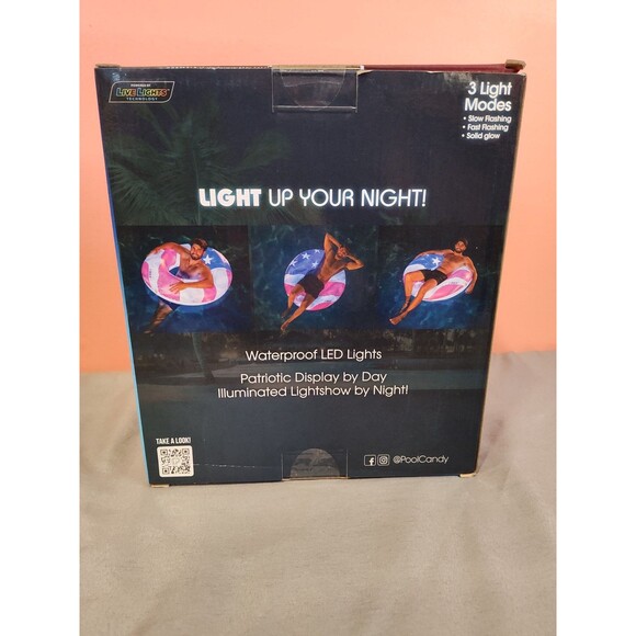 PoolCandy Illuminated Large LED Pool Tube 40 Inches Stars and Stripes Collection - Picture 3 of 4